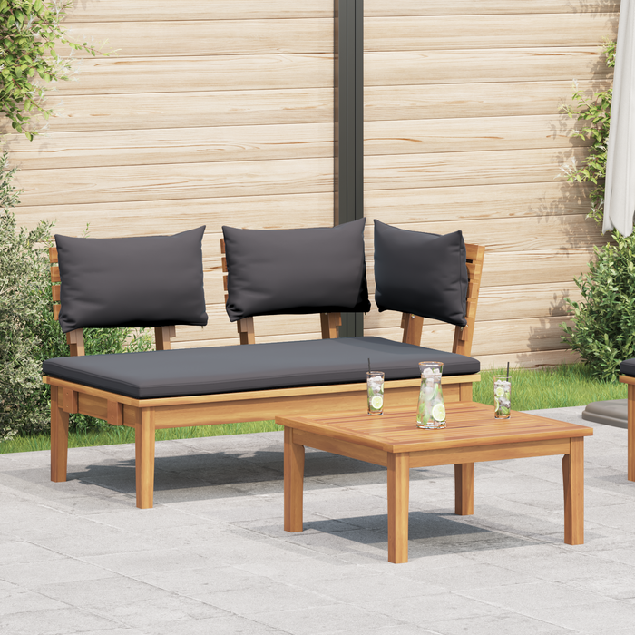 2 Piece Garden Bench Set Solid Wood Teak Axbbltkk
