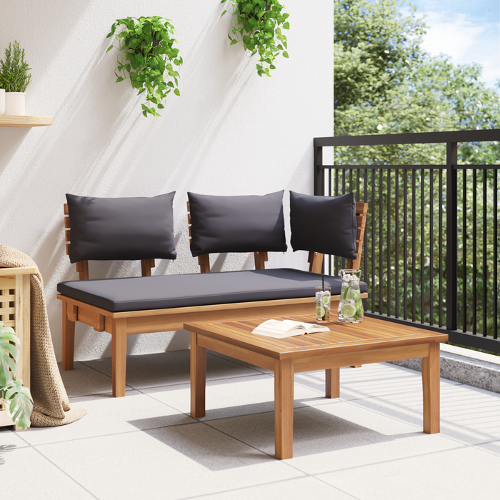 2 Piece Garden Bench Set Solid Wood Teak Axbbltkk