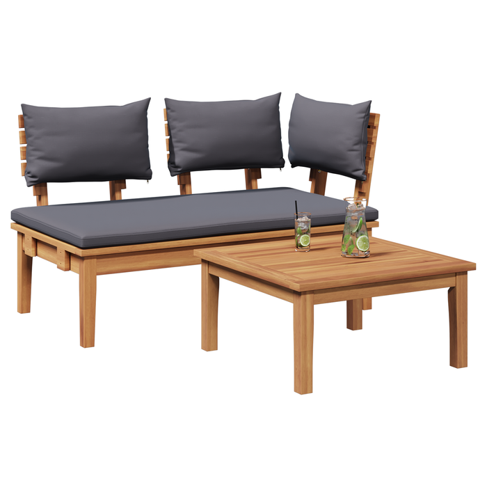 2 Piece Garden Bench Set Solid Wood Teak Axbbltkk