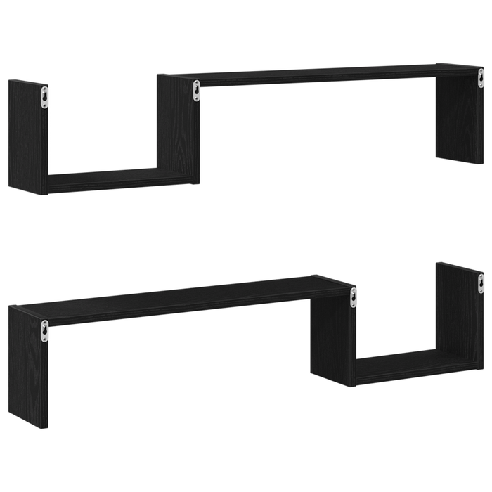 Wall Shelf 2 Pcs Black Oak 100 X 15 X 20 Cm Engineered Wood Nlxlpp
