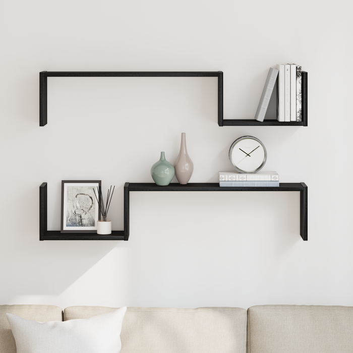 Wall Shelf 2 Pcs Black Oak 100 X 15 X 20 Cm Engineered Wood Nlxlpp