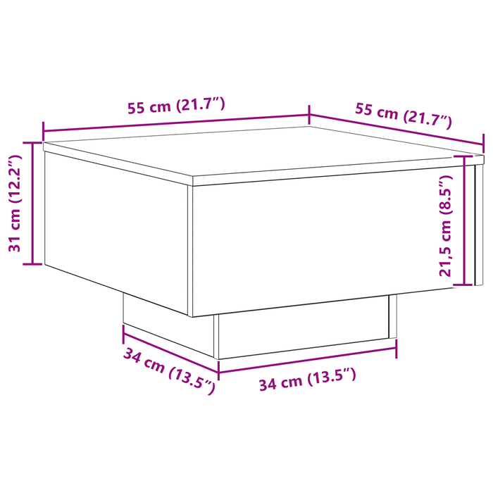 Coffee Table Black Oak 55 X 55 X 31 Cm Engineered Wood Nlxkkl