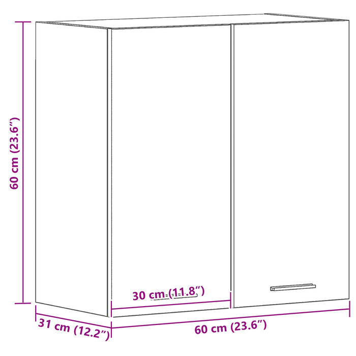 Hanging Cabinet Black Oak 60 X 31 X 60 Cm Engineered Wood Nltoat