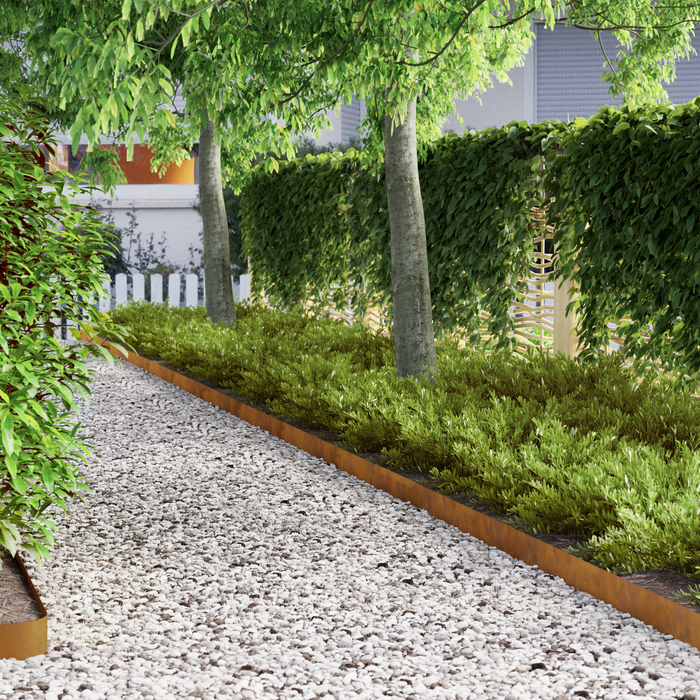 Garden Lawn Edging Rusty 450 X 10 Cm Weathering Steel Nlnbxb