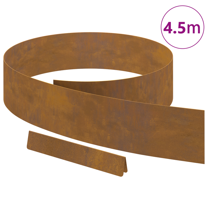 Garden Lawn Edging Rusty 450 X 15 Cm Weathering Steel Nlnbxl