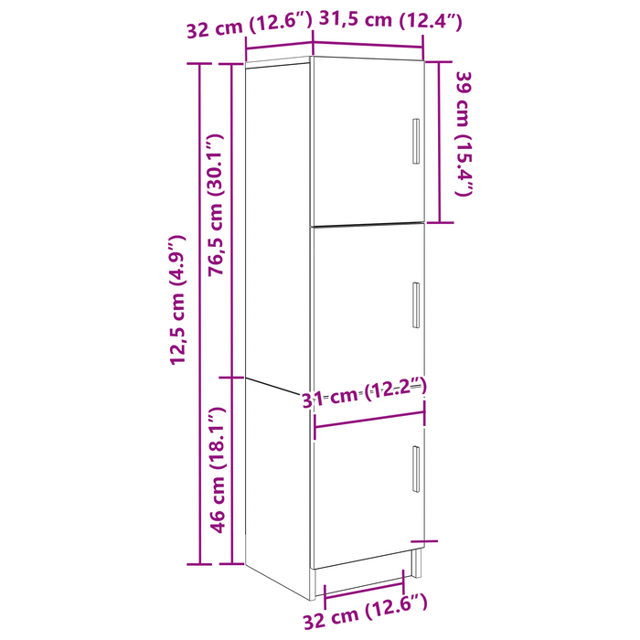 Highboard White 31.5 X 32 X 124 Cm Engineered Wood Nlktal