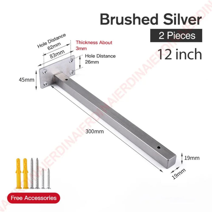 Industrial Metal Shelf Brackets For Wall Mounting Pack Of 2