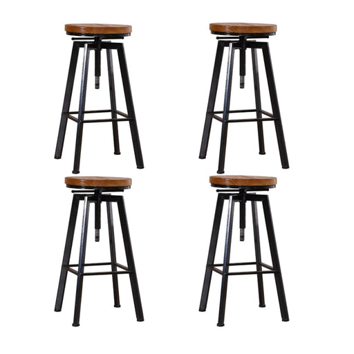 4x Industrial Bar Stools Kitchen Stool Wooden Barstools
