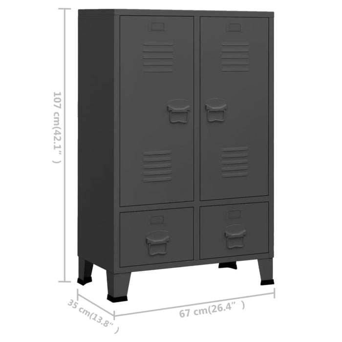 Industrial Wardrobe Anthracite 67x35x107 Cm Steel Ttklox