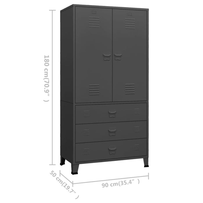 Industrial Wardrobe Anthracite 90x50x180 Cm Metal Ttklop