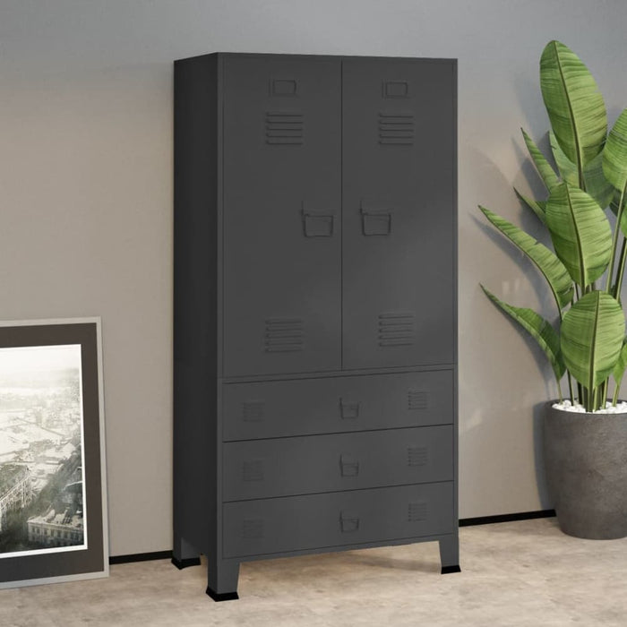 Industrial Wardrobe Anthracite 90x50x180 Cm Metal Ttklop