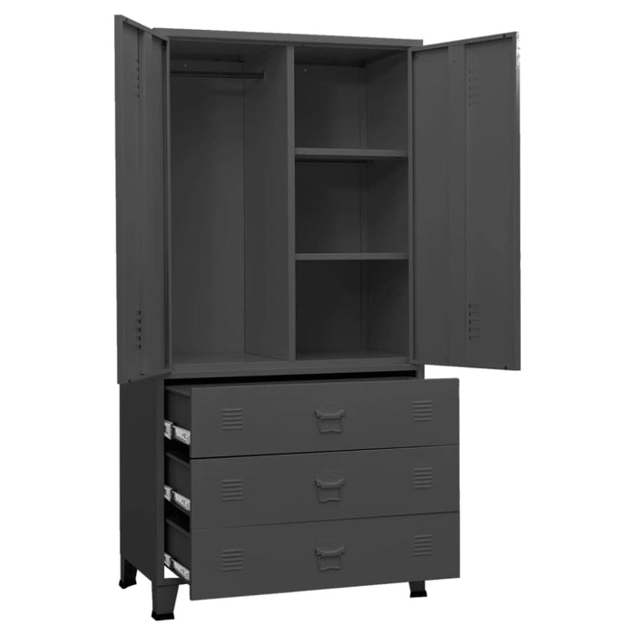 Industrial Wardrobe Anthracite 90x50x180 Cm Metal Ttklop
