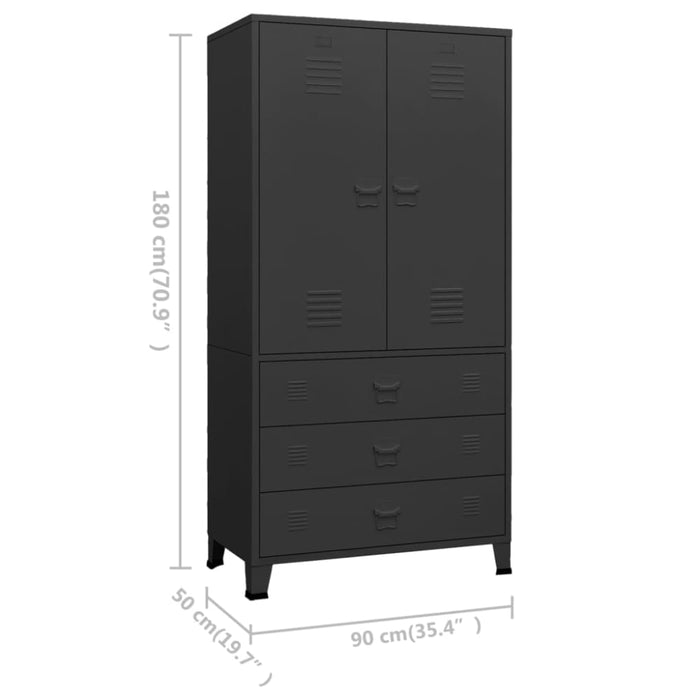 Industrial Wardrobe Black 90x50x180 Cm Metal Ttklot