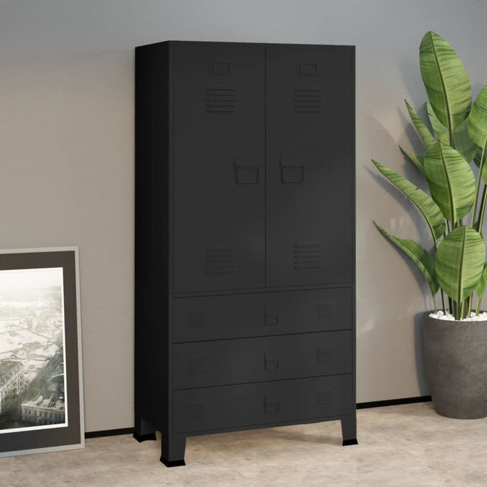 Industrial Wardrobe Black 90x50x180 Cm Metal Ttklot