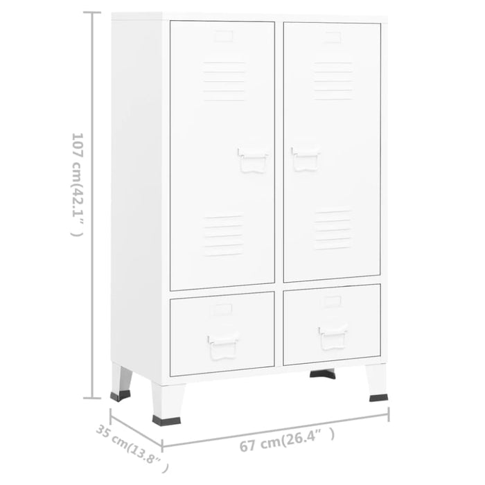 Industrial Wardrobe White 67x35x107 Cm Steel Ttkloo