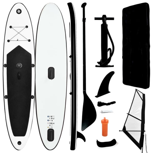 Inflatable Stand Up Paddleboard With Sail Set Black