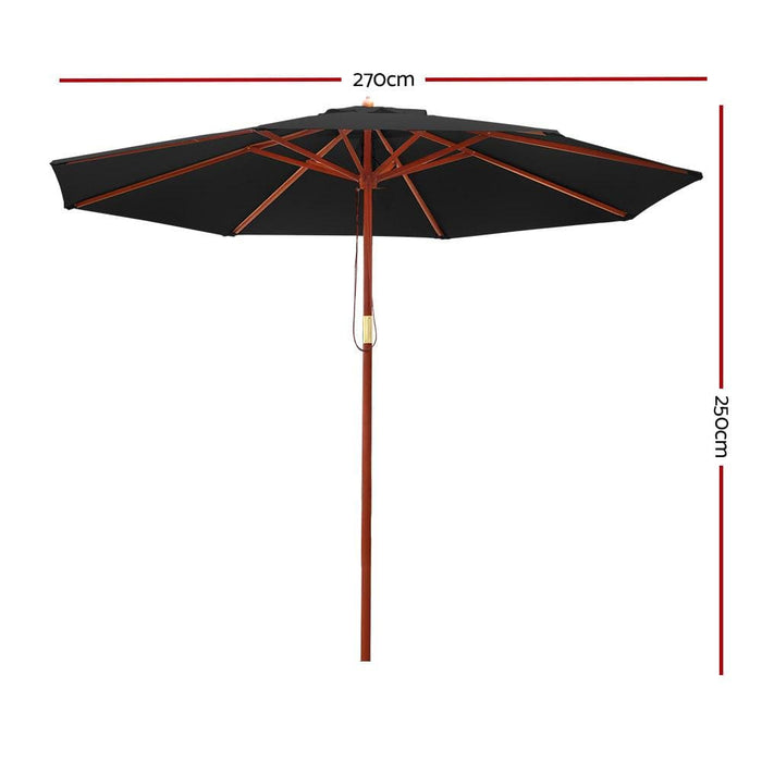 Instahut 2.7m Outdoor Pole Umbrella Cantilever Stand Garden