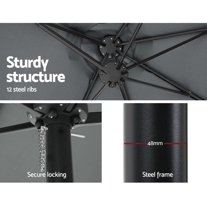 Instahut Outdoor Umbrella Twin Umbrellas Beach Stand Garden