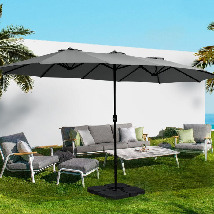 Instahut Outdoor Umbrella Twin Umbrellas Beach Stand Garden