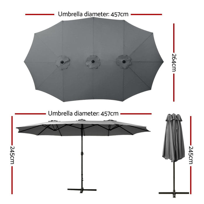 Instahut Outdoor Umbrella Twin Umbrellas Beach Stand Garden