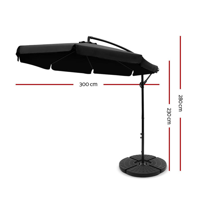 Instahut 3m Umbrella With 48x48cm Base Outdoor Umbrellas