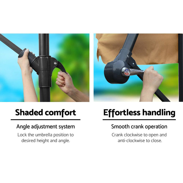 Instahut 3m Umbrella with 48x48cm Base Outdoor Umbrellas