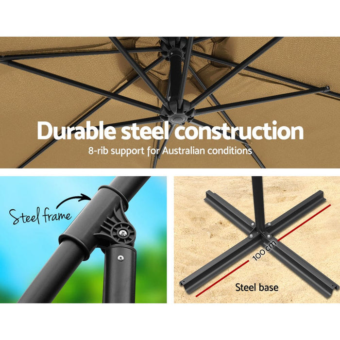 Instahut 3m Umbrella with 48x48cm Base Outdoor Umbrellas