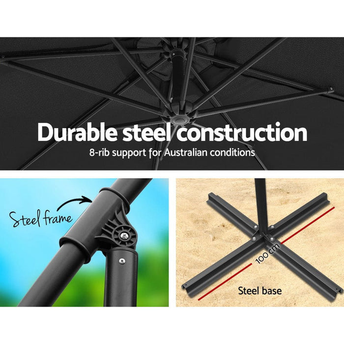 Instahut 3m Umbrella With 48x48cm Base Outdoor Umbrellas