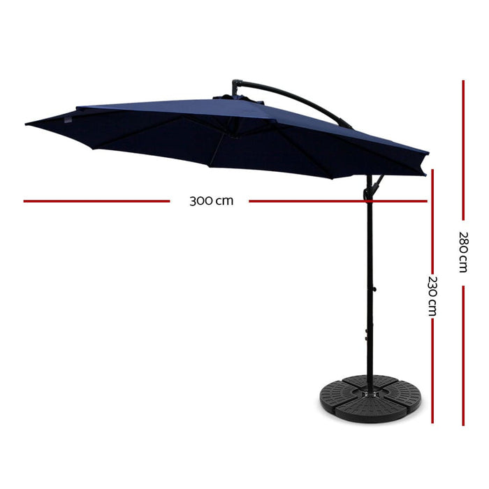 Instahut 3m Umbrella With 48x48cm Base Outdoor Umbrellas