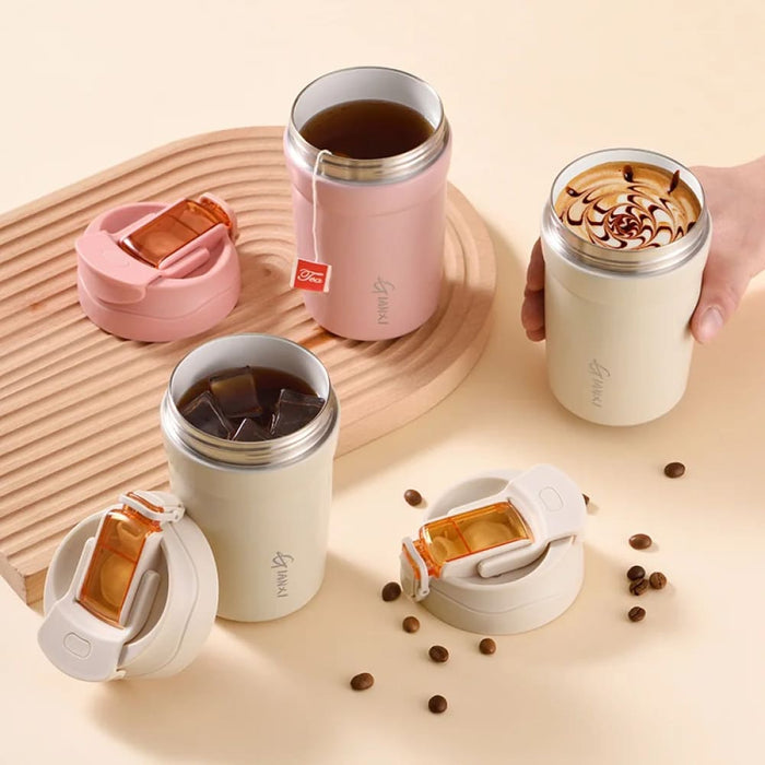Insulated Ceramic Mug with Straw