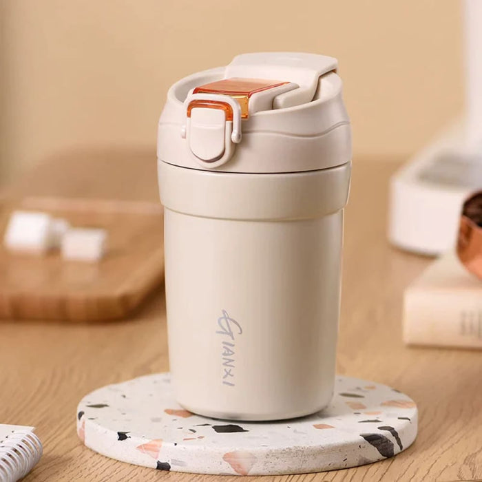 Insulated Ceramic Mug with Straw