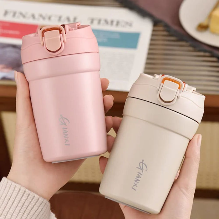 Insulated Ceramic Mug with Straw