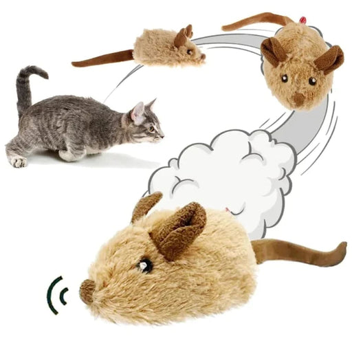 Interactive Plush Cat Toy Realistic Moving Mouse with Sound