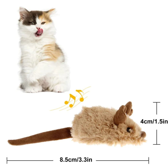 Interactive Plush Cat Toy Realistic Moving Mouse with Sound