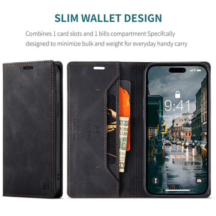 For Iphone 14 Pro Max for Case Retro Pattern Real Leather