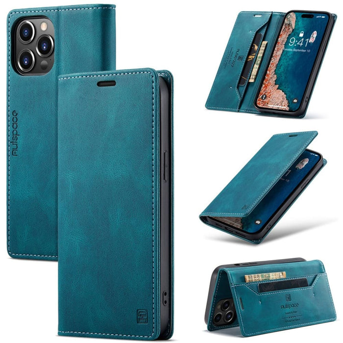 For Iphone 14 Pro Max for Case Retro Pattern Real Leather