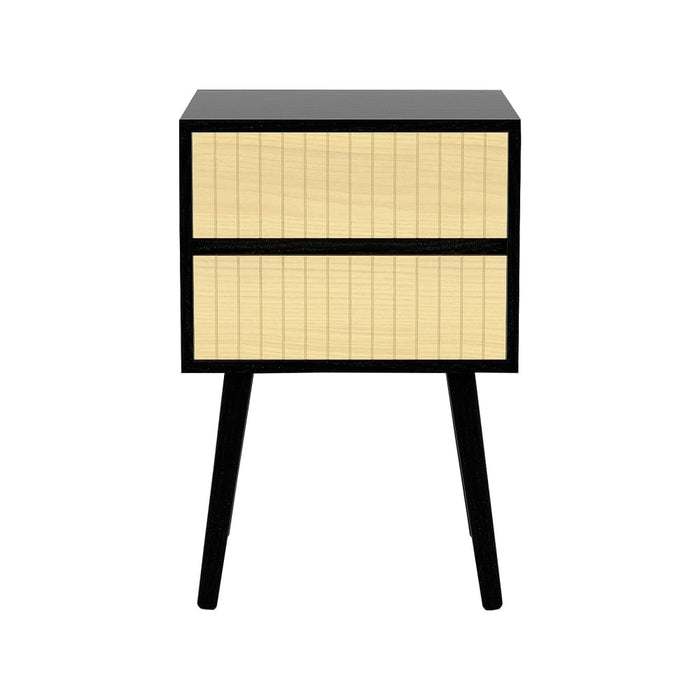 Ivan Bedside Table Night Stand - Black/natural
