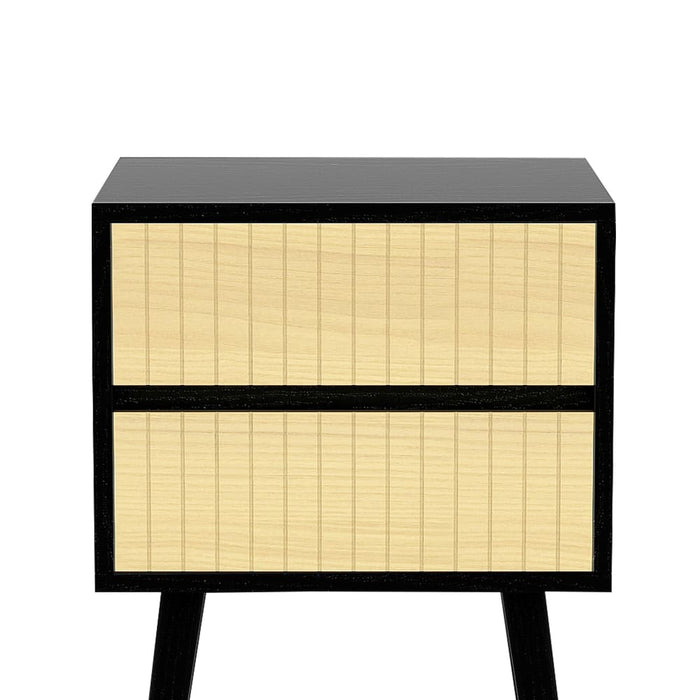 Ivan Bedside Table Night Stand - Black/natural