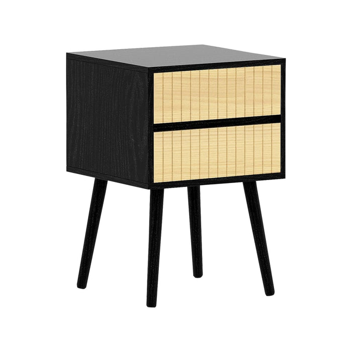 Ivan Bedside Table Night Stand - Black/natural