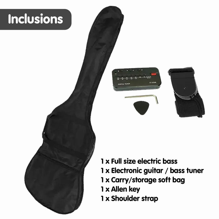 39In Electric Guitar Bass Tuner Music 4-String Instrument Full Size Black