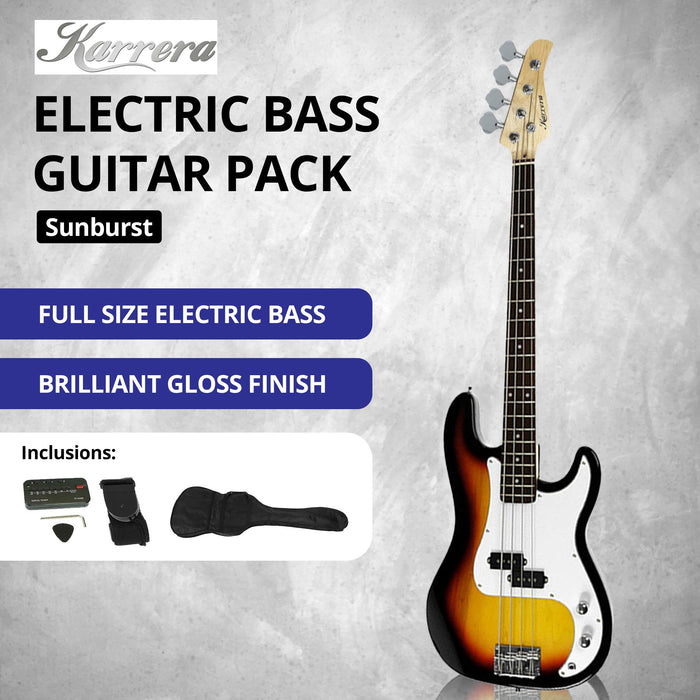 39In Electric Guitar Bass Tuner Music 4-String Instrument Full Size Sunburst