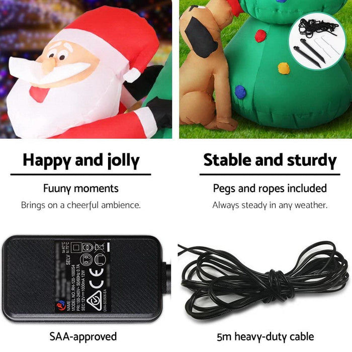 Jingle Jollys 1.8m Christmas Inflatable Santa on Tree