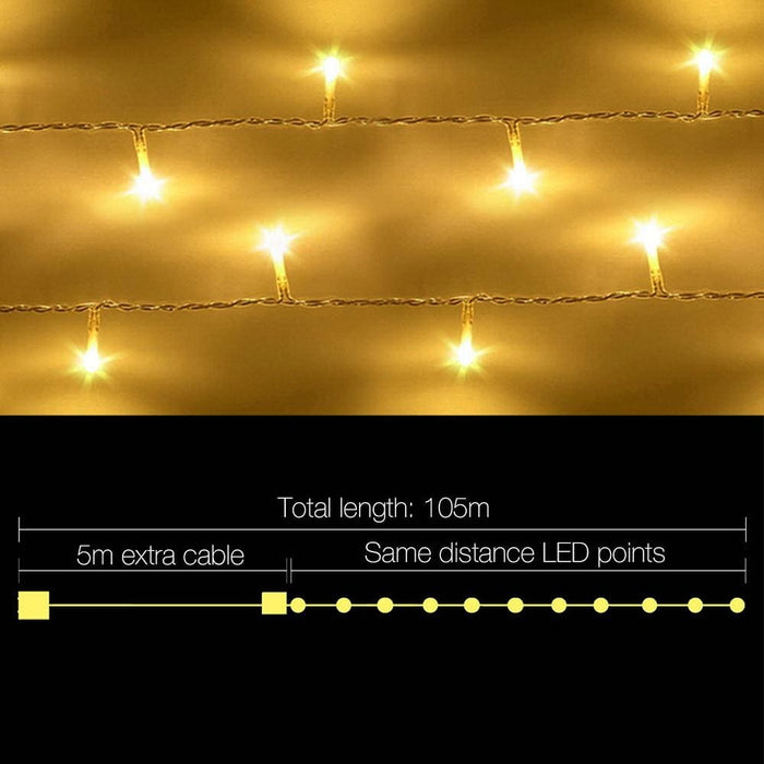 Jingle Jollys 100m 500 Led Christmas String Lights Warm