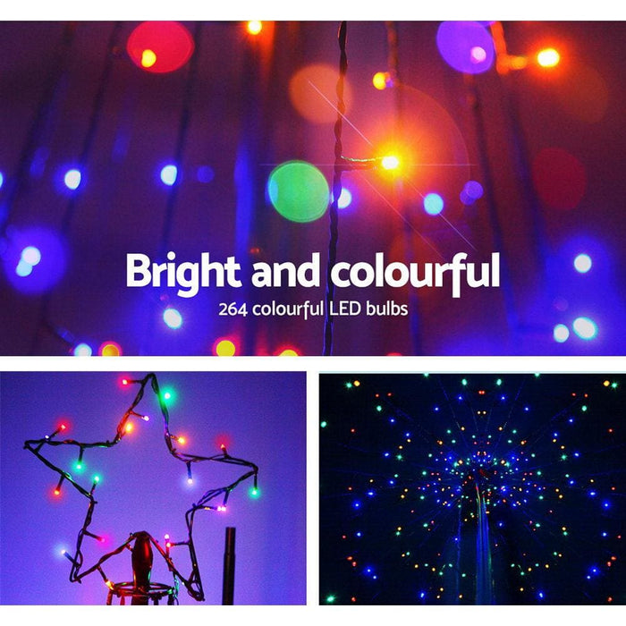 Jingle Jollys 2.1m Led Christmas Tree Lights Solar Xmas