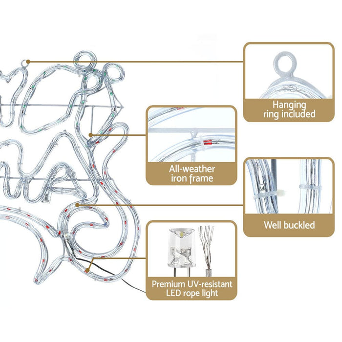 Jingle Jollys Christmas Motif Lights Led Rope Merry Xmas