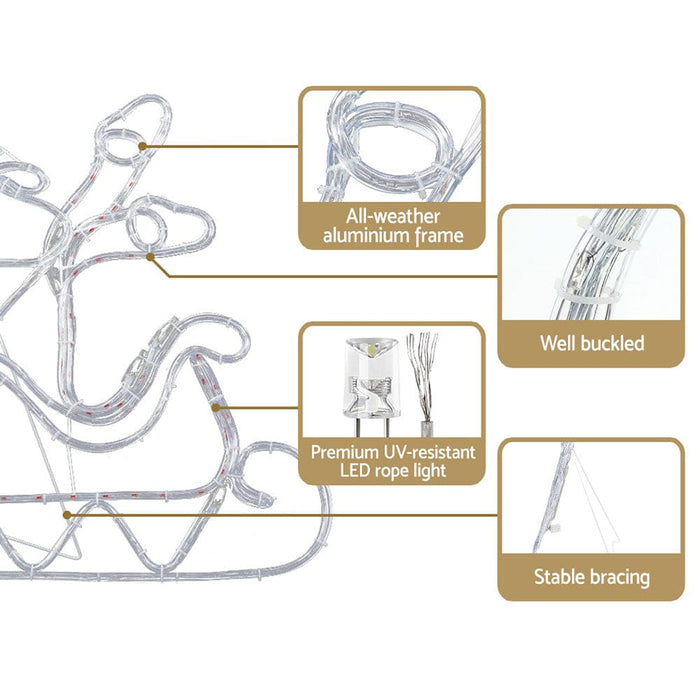 Jingle Jollys Christmas Motif Lights Led Rope Reindeer