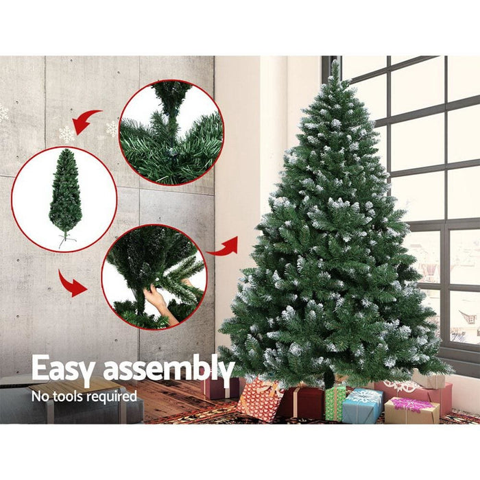 Jingle Jollys 7ft Christmas Snow Tree - Green