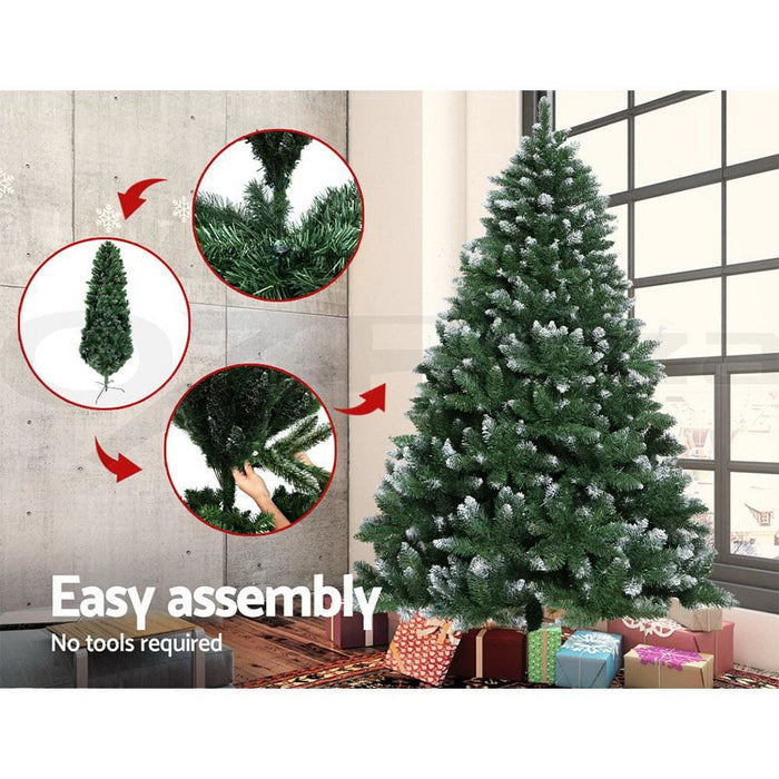 Jingle Jollys 6ft Christmas Snow Tree - Green