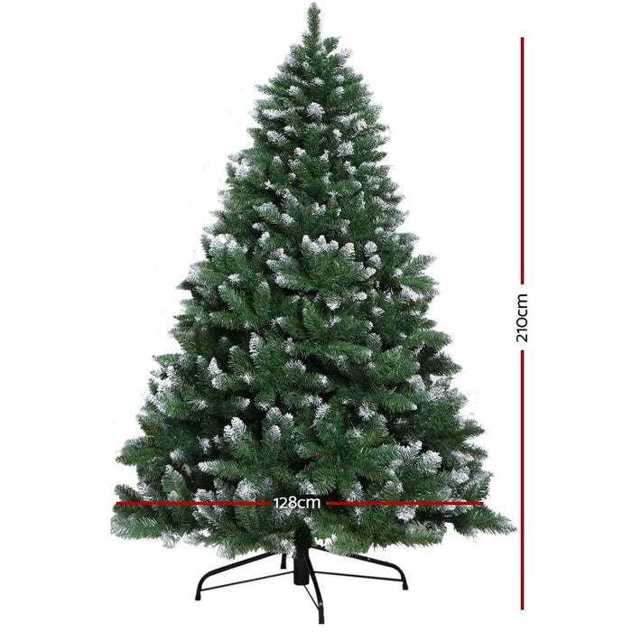 Jingle Jollys 7ft Christmas Snow Tree - Green