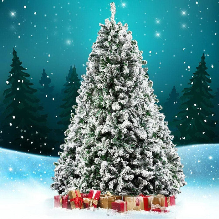 Jingle Jollys Christmas Tree 2.4m 8ft Xmas Decorations Snow